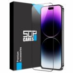 SupCares Tempered Glass for iPhone 14 Pro Max (6.7 Inch) With Installation Kit | 9H Edge to Edge Screen Protector | Black