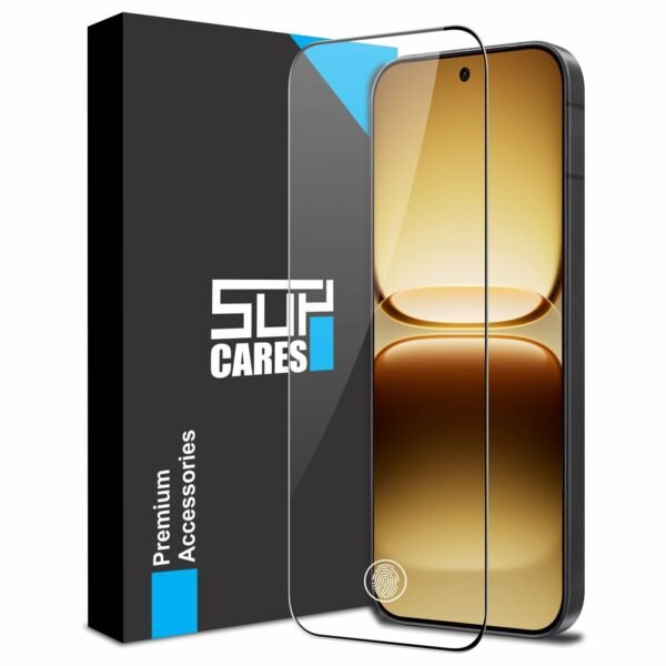 SupCares Tempered Glass for iQOO 15R (6.59 Inch) With Installation Kit | 9H Edge to Edge Screen Protector | Black
