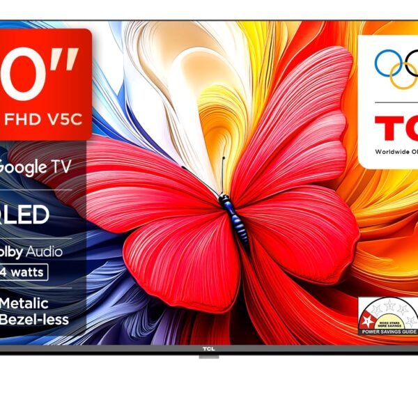 TCL 101 cms (40 inches) Full HD Smart QLED Google TV | Dolby Audio 24 watts | Ai Clarity | Metallic Bezel-Less | Multiple Viewing Mode | 40V5C