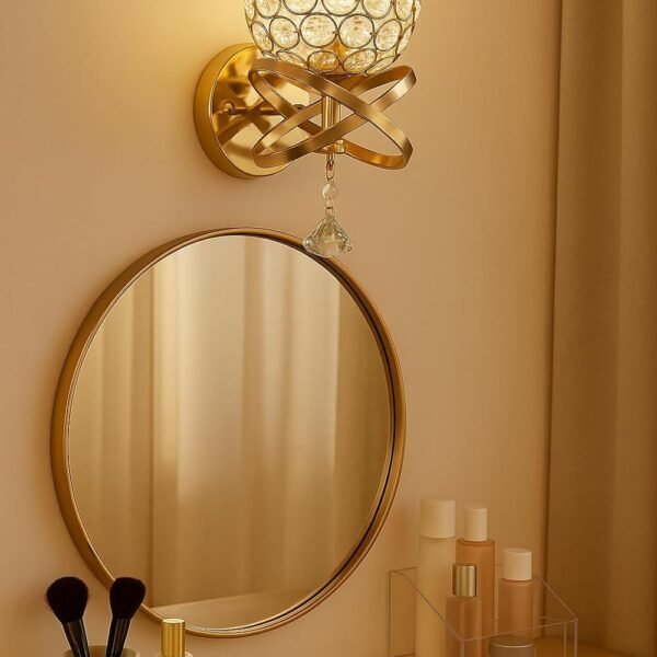 TRIPPING Laser Decorative Crystal Wall lamp Light Modern,Latest new Heritage Design Decorate for Living Room,Bedroom Classic Sconce Antique Gold Color Shades with Warm White, White Natural Whiteled
