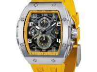 TSAR BOMBA Mens Watches Luxury Tonneau Watches for Men Waterproof 50M Analog Watch Chronograph Calendar Date Men’s Dress Business Work Watch Diver Large Square Face Wristwatch
