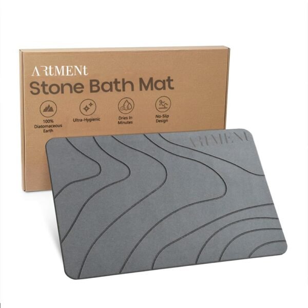 The Artment your artistic apartment Diatomite Terradry Stone Bathroom Rectangular Shower Mat, Non-Slip Super Absorbent Quick Drying Bathroom Mat | Natural & Easy to Clean (Regular) (35 X 45 CM)