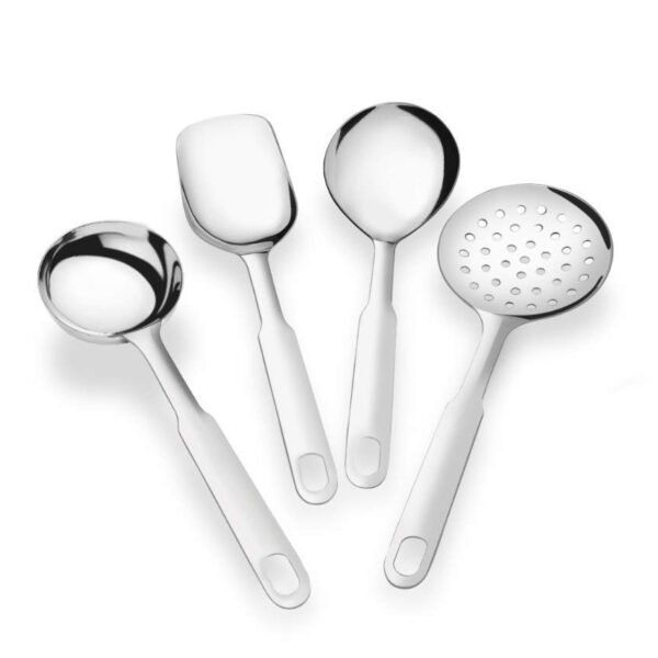 Tiara - Pride 4pc Serving Spoon Set (1pc Ladle,1pc Square,1pc Round,1pc Skimmer) Kitchen Tools Heavy Guage Rice Spoon (4pc Set)