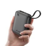 URBN 20000mAh 70W Smallest Rapid Charging Nano Zap Power Bank with Inbuilt USB-C Cable | PD, QC & PPS Compatible | Dual Output Compact Power Bank for Laptop, Smartphone & Tablet (Grey)
