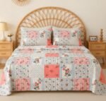 VAS COLLECTIONS Cloud Cotton Double Bedsheet 180 TC | Soft & Breathable Cotton Bedding Set with 2 Pillow Covers | Elegant Floral Printed Bed Sheet for Bedroom & Home | 90x90 Inches (Pastel Patchwork)