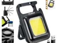VELOMAX Keychain LED Light 4 Hours Battery Life with Bottle Opener, Magnetic Base and Folding Bracket Mini COB 800 Lumens Rechargeable Emergency Light, Square with 4 Modes