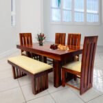 WOODY Furniture™ Sheesham Wood Dining Table 6 Seater | Wooden Six Seater Dinning Table with 4 Chairs and Bench for Home | Dining Room Sets for Restraunts (Sheesham Wood, Honey Finish)