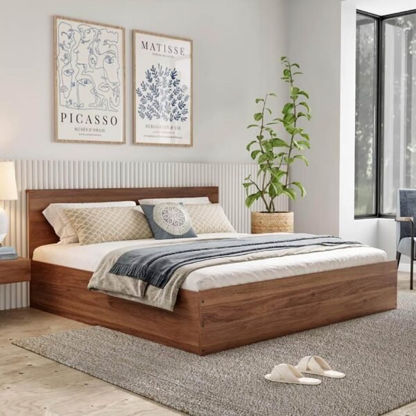 Wakefit Bed | 1 Yr Warranty | King Size Bed, Comes with Storage Box, Noise-Free, Density: 680–750 kg/m³, Termite & Borer Resistant, Fits Mattresses Up to 8 Inches (Taurus 78 x 72 - Columbian Walnut)