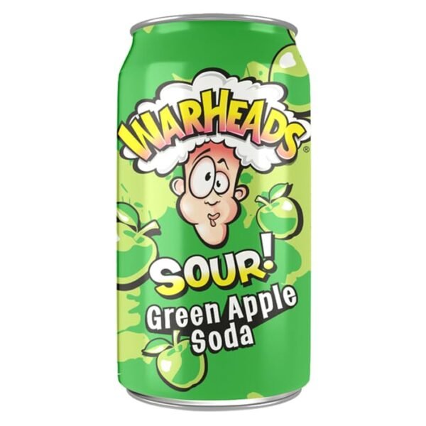 WarHeads Sour Green Apple Soda 355ml (Pack of 6 Cans X 355ml Each)