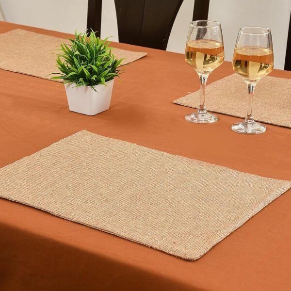 Yellow Weaves Jute Texture Table Mats/Placemat 6 Pieces (Beige, 32 X 47 CM)