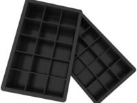 Zollyss Ice Large Cube Tray | 2 Pcs Big Ice Cube Tray Silicone Molds | 15 Cavity Ice Tray for Whiskey, Cocktail & Juice | Flexible Non-Stick Ice Cube Tray Silicone | Freezer & Dishwasher Safe