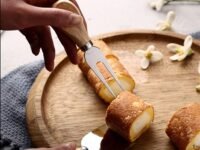 kunya® 4 PCS Cheese Knife Set, Premium Stainless Steel Cheese Slicer and Cutter Collection with Wooden Handle (Design 1)