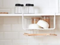 multifunctional hanging storage steel basket under shelf cabinet basket wire basket for storage/kitchen under cabinet shelf basket/cloth hanger/bathroom hanging organizer shelves(White)