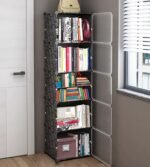 AYSIS Non Woven Fabric, Plastic, Metal Bookshelf | Storage Shelve For Books Storage Organizer |Children Book Rack | Bookcase For Home Furniture (10 Cases, Black)