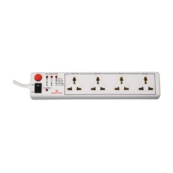 Anchor by Panasonic Spike Guard- 4 Universal Socket with Single Switch - 4 Mtr (22048)