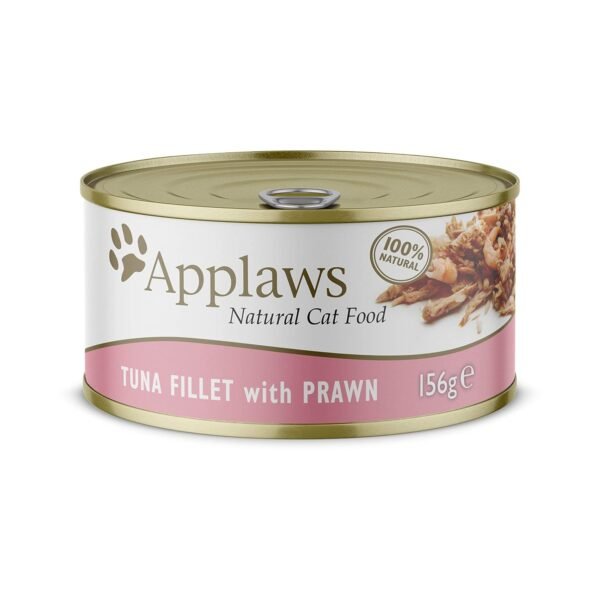 Applaws Premium Adult Wet Food Tuna Fillet with Prawns in Broth Canned Cat Food 156g