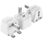 Ceptics UK Adapter for Indian Pins, India to UAE, Hong Kong, Dubai, UK Plug - Type G - Perfect for Laptop, Camera, Chargers - CE - RoHS - 3 Pack -White- Lifetime Limited Warranty