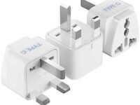 Ceptics UK Adapter for Indian Pins, India to UAE, Hong Kong, Dubai, UK Plug - Type G - Perfect for Laptop, Camera, Chargers - CE - RoHS - 3 Pack -White- Lifetime Limited Warranty