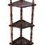 Classic Crafts Wooden 3 Shelves Corner Table for Living Room, Mini Corner Stand for Home & Office (Brown Antique Colour) (Design MDF Heart Carving)