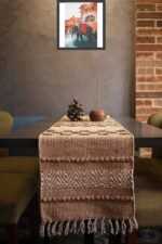 Cotton Table Runner for 4 6 Seater Dining Table|Centre Table|Coffee Table|Living Room|Table Decor|Eating Area|Decorative Runner|(14*72 INCHES)|Beige White|TRPS 017