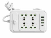 GM G+ ConnectX 6-in-1 Powerstrip with Type-C, 4 Universal Sockets, 3 USB, 2500W, 2M Cable, Master Switch, Surge Protection | Extension Board for Home & Office