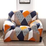 House of Quirk Modern Polyester Universal Flexible/Stretchable Single Seater Geometric Sofa Cover/Sofa Slipcover for Couch (Multi Prism, 90-145cm)