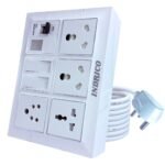INDRICO 16amps Multi Socket Extension AC Switch Board 15amp with MCB 20A 15A 6A Multi Outlet Box Plug with Copper Cord Heavy Duty Wall Mounted White Pack of 1 (1.5 Meter 4MM (5000W))