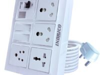 INDRICO 16amps Multi Socket Extension AC Switch Board 15amp with MCB 20A 15A 6A Multi Outlet Box Plug with Copper Cord Heavy Duty Wall Mounted White Pack of 1 (1.5 Meter 4MM (5000W))