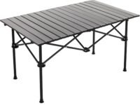 Inditradition Multipurpose Folding Utility Table | Ideal for Indoor & Outdoor Picnic | Aluminium Stackable Top & Frame (37x22x20 Inches, Black, Large Size)