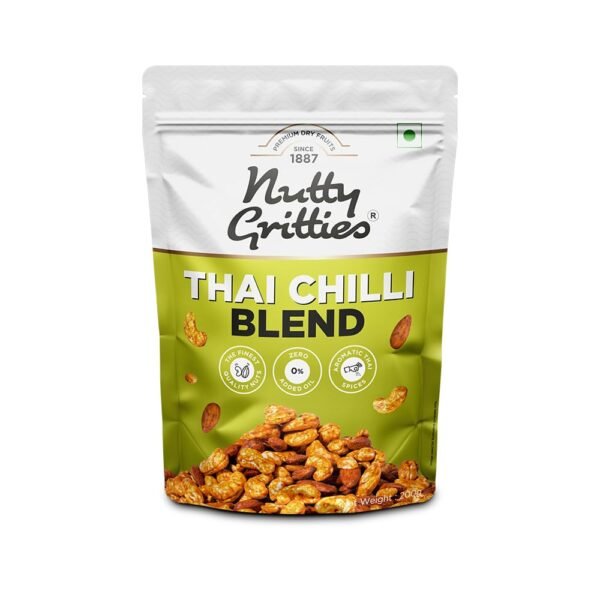 Nutty Gritties Thai Chilli Blend Trail Mix 200g - Roasted Spicy Flavoured Almonds, Cashews and Peanuts| Healthy Party Snack | Dry Roasted, Non Fried, Zero Oil, Crunchy, Tasty