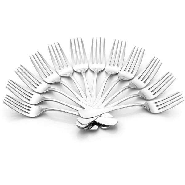 Parage 12 Pieces Stainless Steel Dinner Forks Set - Fork Set for Home and Kitchen, 12-Pieces Fruit Fork for Dining Table, Shiny and Sturdy Handle Forks with Round Edge