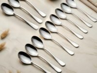 Parage 12 Pieces Stainless Steel Table Spoons Set with Round Edge, 18.5 cm, Big Spoon Set of 12, Tableware, Silver