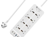 Portronics Power Plate 23 Extension Board with 20W Type-C PD Charging, 8 Universal Sockets, 3 USB Ports, 3 Meter Long Cord, 2500 Watts, Multi Plug for Home Appliances & Office (White)