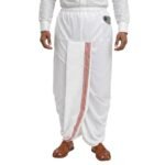 Rameshwaram Fabrics Men's Readymade Elastic Cotton Silk Dhoti for men, Free Size (Ready-to-wear-Dhoti)