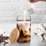 SKDBPM Ice Juice Drinks Glass Mug with Straw for Milk/Coffee/Green Tea Cup Set of 1-510ml Transparent Printed Can Shape Cup (Pack of 1) (Wooden LID CAN)
