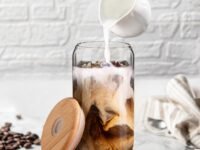 SKDBPM Ice Juice Drinks Glass Mug with Straw for Milk/Coffee/Green Tea Cup Set of 1-510ml Transparent Printed Can Shape Cup (Pack of 1) (Wooden LID CAN)
