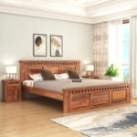 SONA ART & CRAFTS Kuber Solid Sheesham Wood Bed Queen Size Without Storage (78x60) Double Bed Queen Size Cot for Bedroom (Natural Finish)