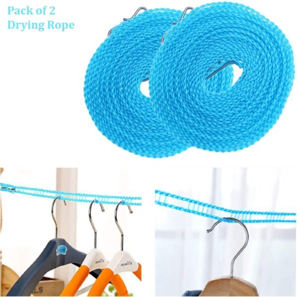 SYGA Set of 2 Clothes Lines Windproof Laundry Line for Outdoor Indoor Home Laundry Drying Rope 5 Meter, Pack of 2 (Each Cloth String is 5 Meter Long)(Random Color)
