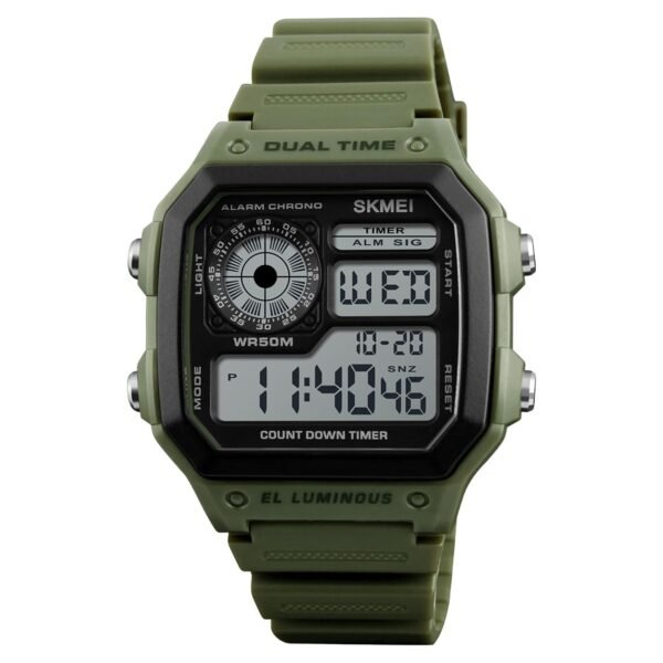 Skmei Wrist Watch for Men, Digital Sports Waterproof Watch with Dual Time Chronograph Countdown Alarm Backlight