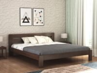Solid Sheesham Wood King Size Bed Without Storage | Wooden Double Bed Cot Palang Furniture for Bedroom Living Room and Home | Walnut Finish, Mattress Size: 78 X 72 Inch