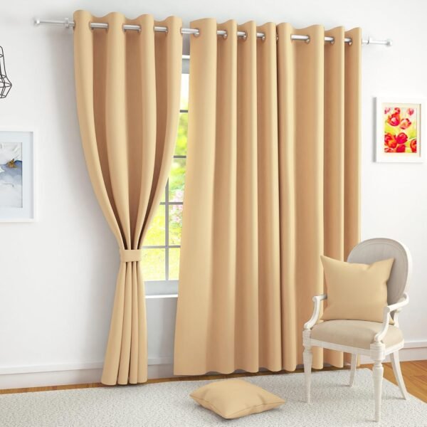 Story@Home 100% Tru Blackout Window Curtains 5 Feet Set of 1, Tan