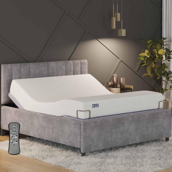 The Sleep Company Elev8 Smart Recliner Bed | Bed Base | Premium Smart Adjustable Bed | in-Built Massage Mode & Zero Gravity Sleep Mode | King Size, Metal, Matte, Black