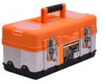 Tool Stainless Steel Tool Box - Small Metal Organizer Box with Removable Storage Tray - Ergo Handle - Secure Steel Latch - Quick Access Lid Compartments (17 inch)
