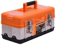 Tool Stainless Steel Tool Box - Small Metal Organizer Box with Removable Storage Tray - Ergo Handle - Secure Steel Latch - Quick Access Lid Compartments (17 inch)